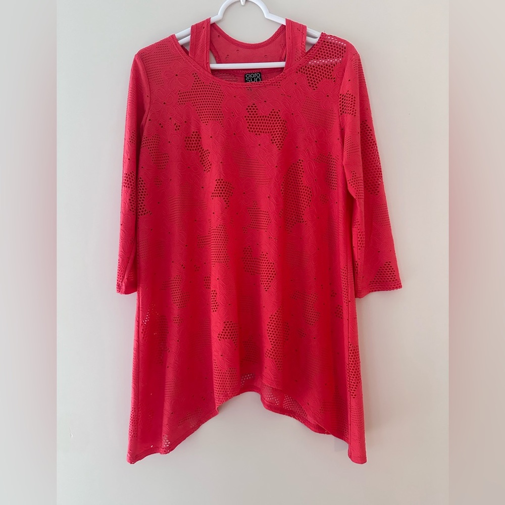 Coral Eyelet tunic top